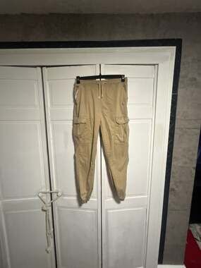 Le Breve Men's Khaki Cargo Jogger Pants